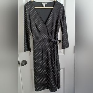 Loft Dress. Size 4. Black with tan dots.